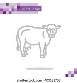 Web line icon. Cow, livestock