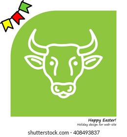 Web line icon. Cow, livestock