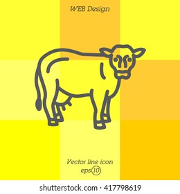 Web line icon. Cow, livestock
