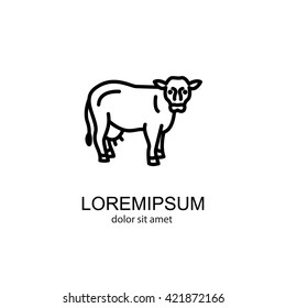 Web line icon. Cow, livestock