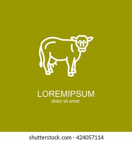Web line icon. Cow, livestock