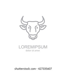 Web line icon. Cow, livestock