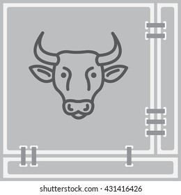 Web line icon. Cow, livestock