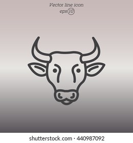 Web line icon. Cow, livestock