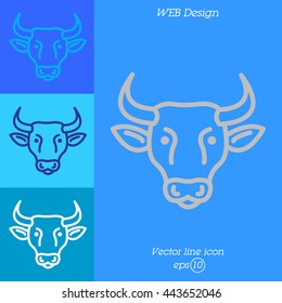 Web line icon. Cow, livestock