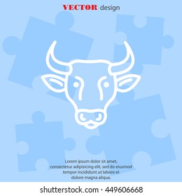Web line icon. Cow, livestock