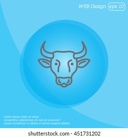 Web line icon. Cow, livestock