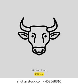 Web line icon. Cow, livestock