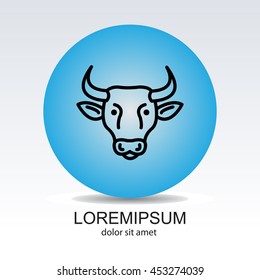 Web line icon. Cow, livestock