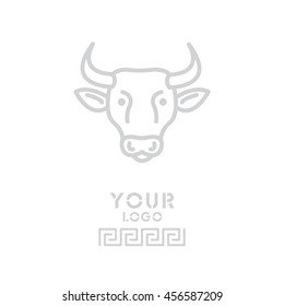 Web line icon. Cow, livestock