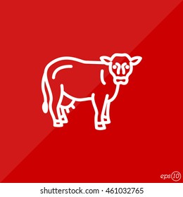 Web line icon. Cow, livestock