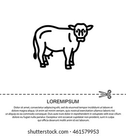 Web line icon. Cow, livestock