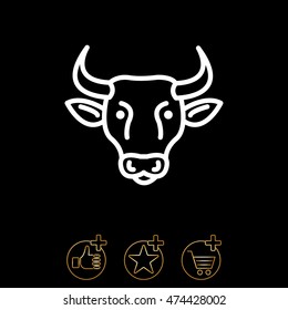 Web line icon. Cow, livestock