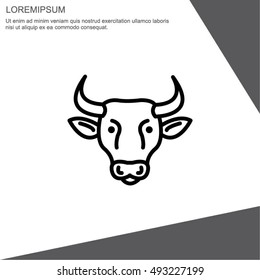 Web line icon. Cow, livestock