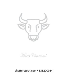 Web line icon. Cow, livestock
