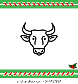 Web line icon. Cow, livestock