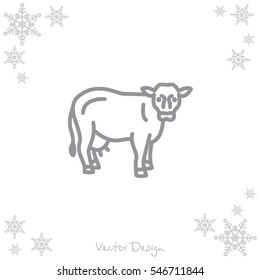 Web line icon. Cow, livestock