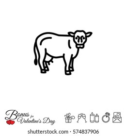 Web line icon. Cow, livestock
