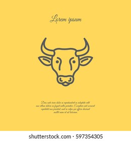Web line icon. Cow, livestock