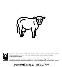 Web line icon. Cow, livestock