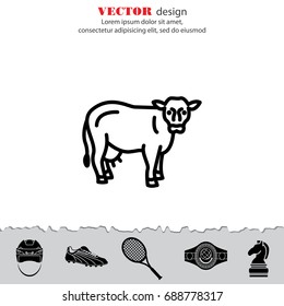 Web line icon. Cow, livestock