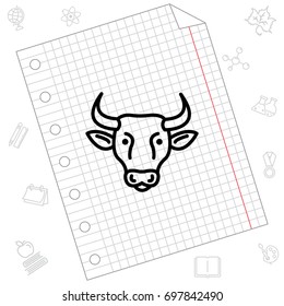 Web line icon. Cow, livestock