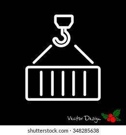 Web line icon. Crane, loading container