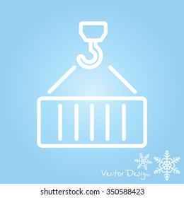 Web line icon. Crane, loading container