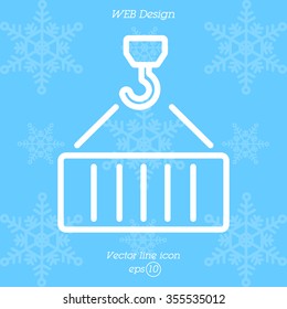 Web line icon. Crane, loading container