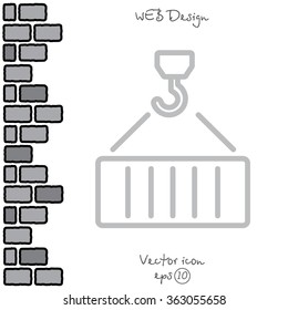 Web line icon. Crane, loading container