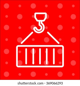 Web line icon. Crane, loading container