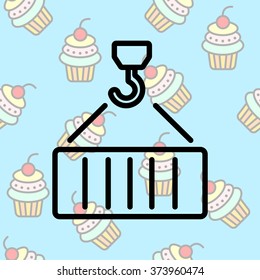 Web line icon. Crane, loading container