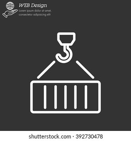 Web line icon. Crane, loading container