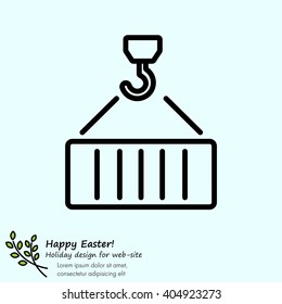 Web line icon. Crane, loading container