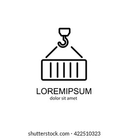 Web line icon. Crane, loading container