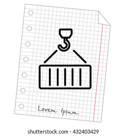 Web line icon. Crane, loading container