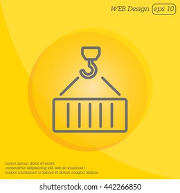 Web line icon. Crane, loading container