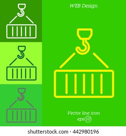 Web line icon. Crane, loading container