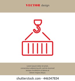 Web line icon. Crane, loading container