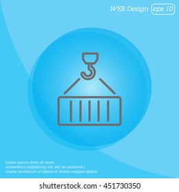 Web line icon. Crane, loading container