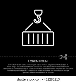 Web line icon. Crane, loading container