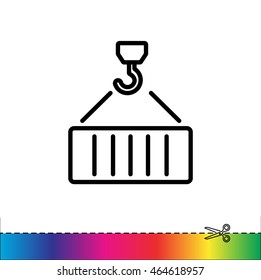 Web line icon. Crane, loading container