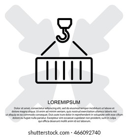 Web line icon. Crane, loading container