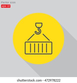 Web line icon. Crane, loading container