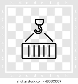 Web line icon. Crane, loading container