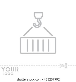 Web line icon. Crane, loading container