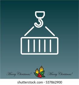 Web line icon. Crane, loading container