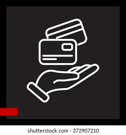 Web line icon. Credit card in hand