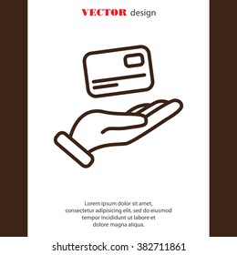 Web line icon. Credit card in hand