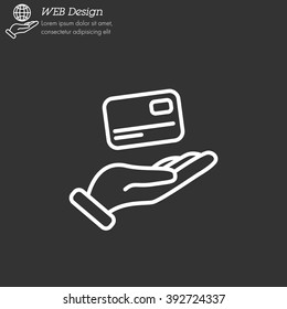 Web line icon. Credit card in hand